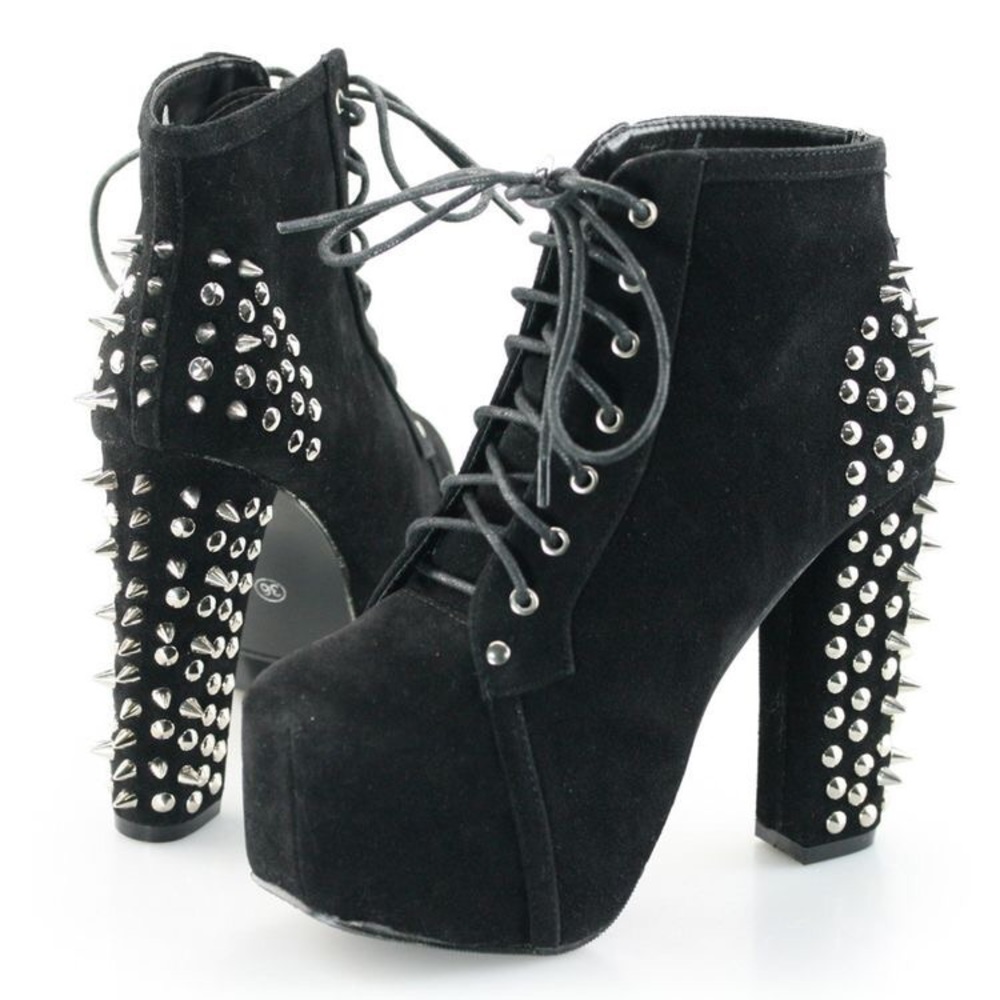 JEFFREY CAMPBELL | Spiked Suede Heeled Booties